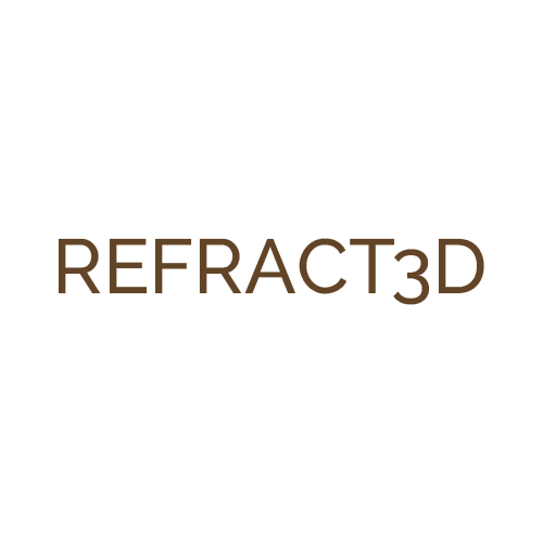 Het logo van REFRACT3D, een bedrijf waar Jouw interieurstyliste mee samenwerkt